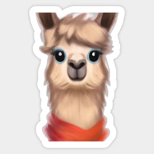 Cute Llama Drawing Sticker